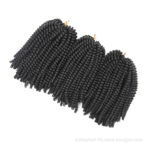8in 30strands Custom popular hot selling soft  jumpy  lightweight spring twist japanese kanekalon fiber synthetic hair
